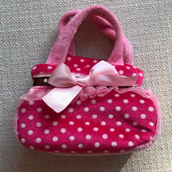 Aurora Plush Pink Polka Dot Pet Carrier Stuffed Animal Purse- NWOT - Picture 2 of 11